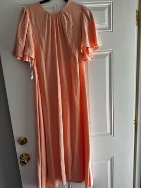 Calvin Klein Peach Crinkle Maxi Dress